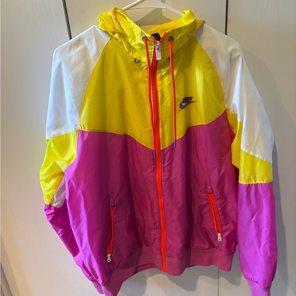 Nike Yellow and Pink Windbreaker Jacket